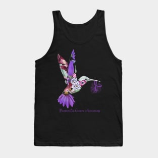 Pancreatic Cancer Awareness Humming Bird Flowers Ribbon Tank Top